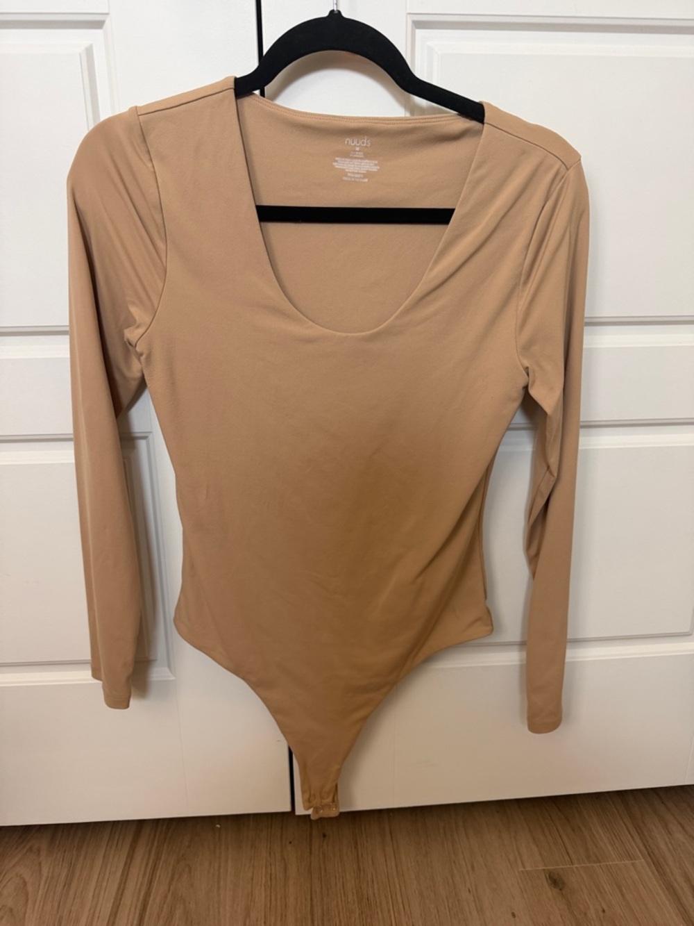 nuuds Long Sleeve Scoop Neck Bodysuit - Nude Beige